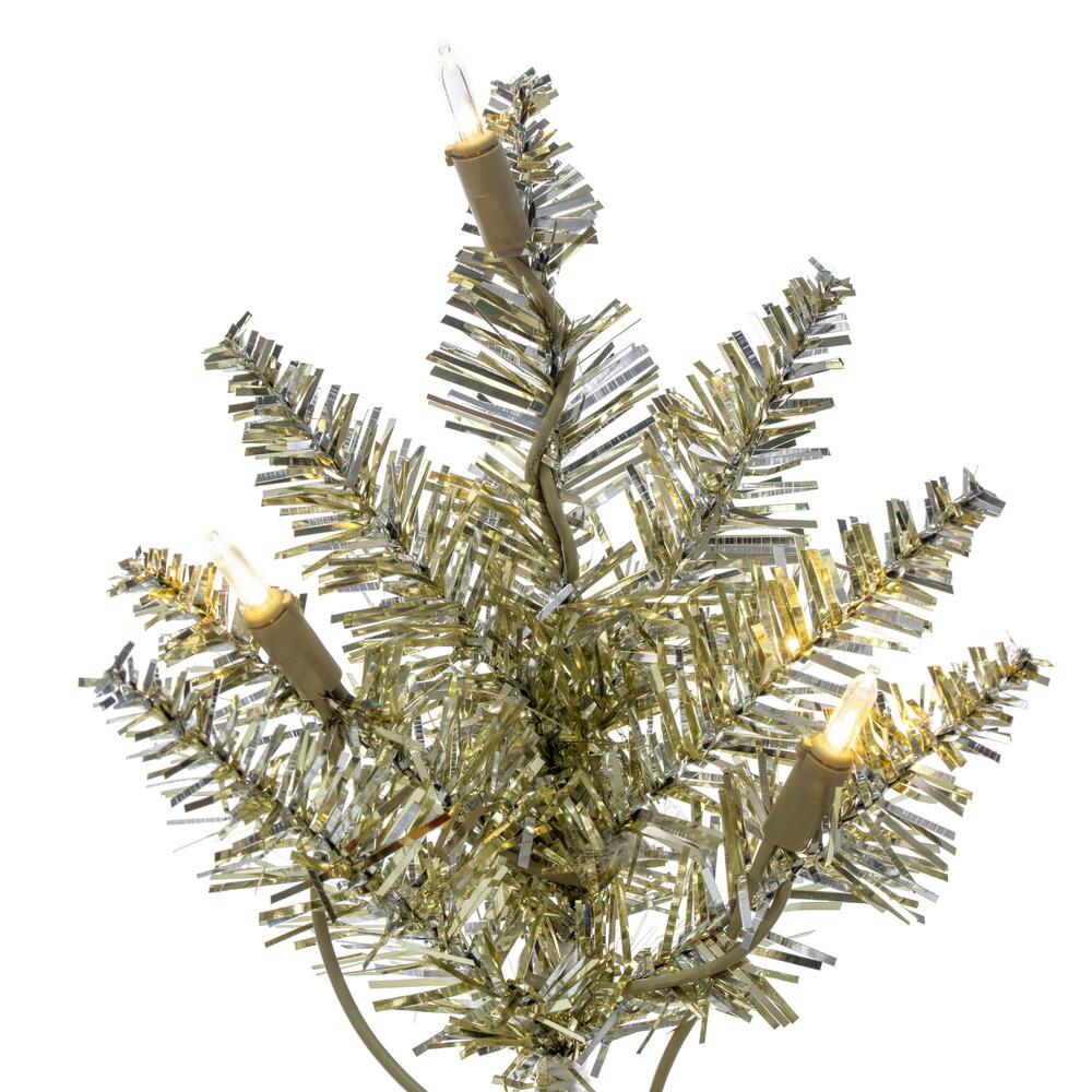 Vickerman 2' x 20" Champagne Tinsel Christmas Tree with 50 Warm White LED Lights.