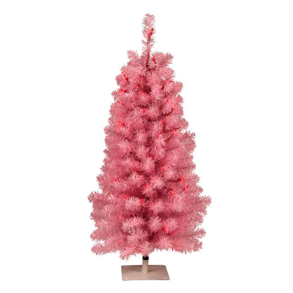 Vickerman 3' x 18" Pink Pine Artificial Christmas Tree Pink Incandescent Mini Lights