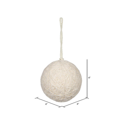 Vickerman 4" Ivory Wool String Wrapped Ball Ornament 4 per bag.