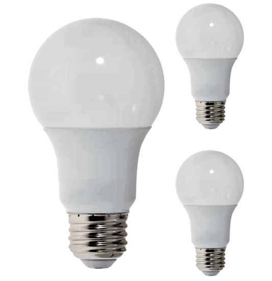 Damar A19 LED Light Bulb 9W 750 Lumen E26 Medium Base 3000K Soft White for Bedroom Living Room Lamp Home Light Bulb 120V CRI80 200° Beam Angle IP20 Damp Rated UL Listed White Finish Pack of 3