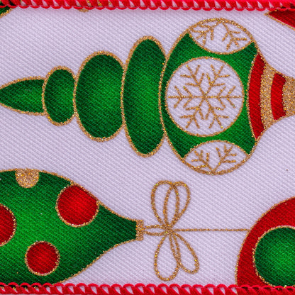 Vickerman 2.5" x 10 Yards White Novelty Ornaments Ribbon.