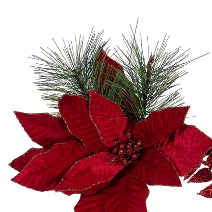 Vickerman 28" Merry Red Poinsettia Ball and Fern Decorated Wreath.