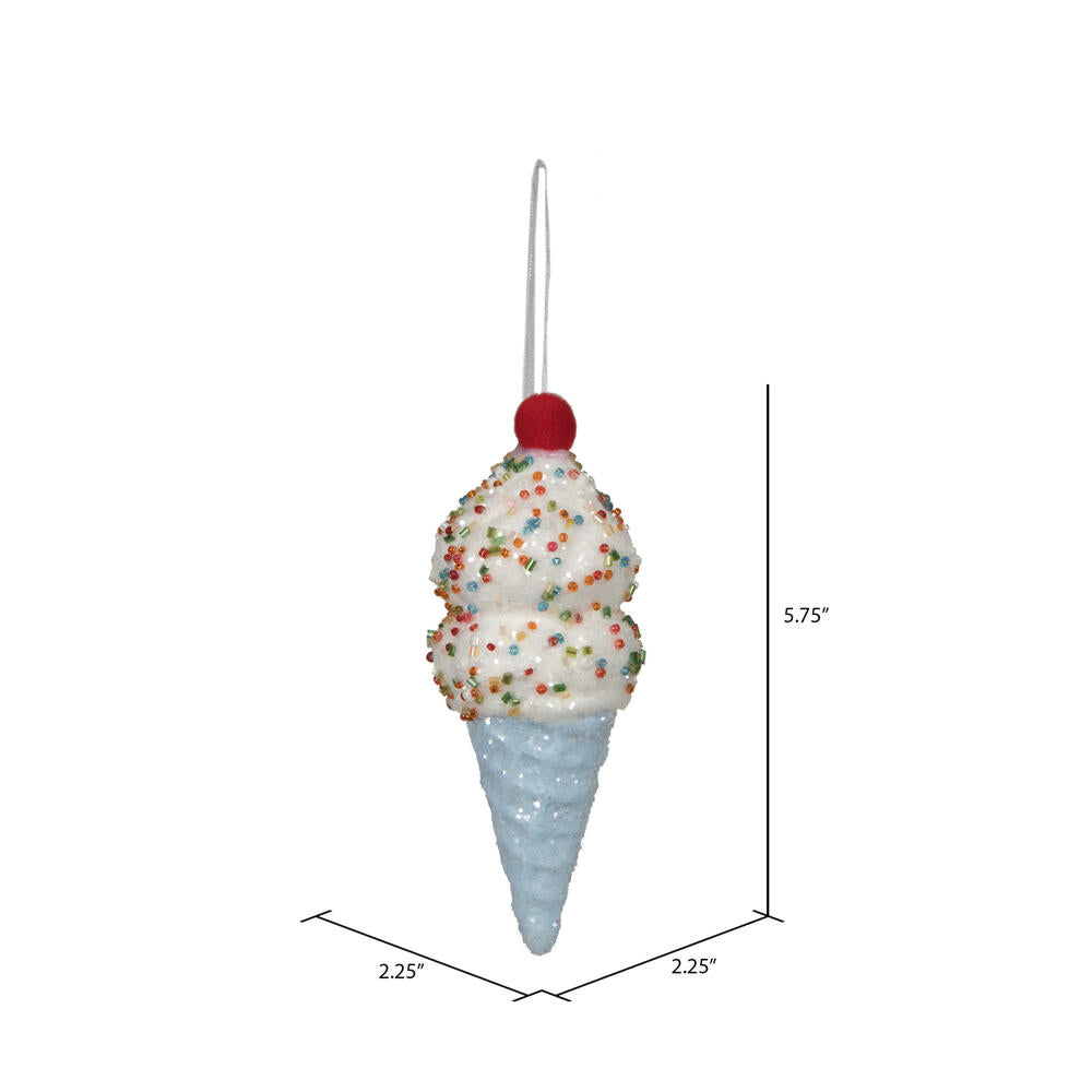 Vickerman 5.75" Light Blue Ice Cream Cone Ornament 3 per bag.