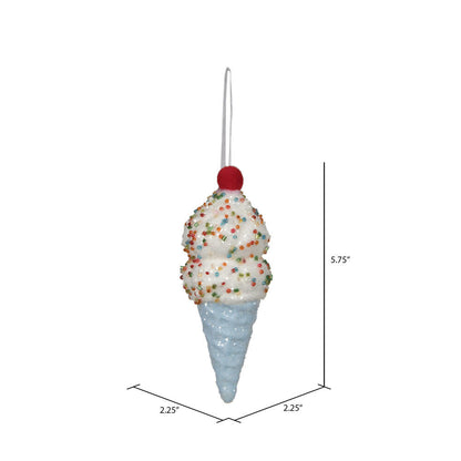 Vickerman 5.75" Light Blue Ice Cream Cone Ornament 3 per bag.