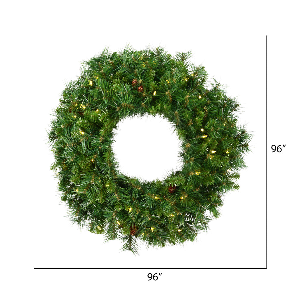 Vickerman 96" Cheyenne Pine Artificial Christmas Wreath Warm White LED Lights