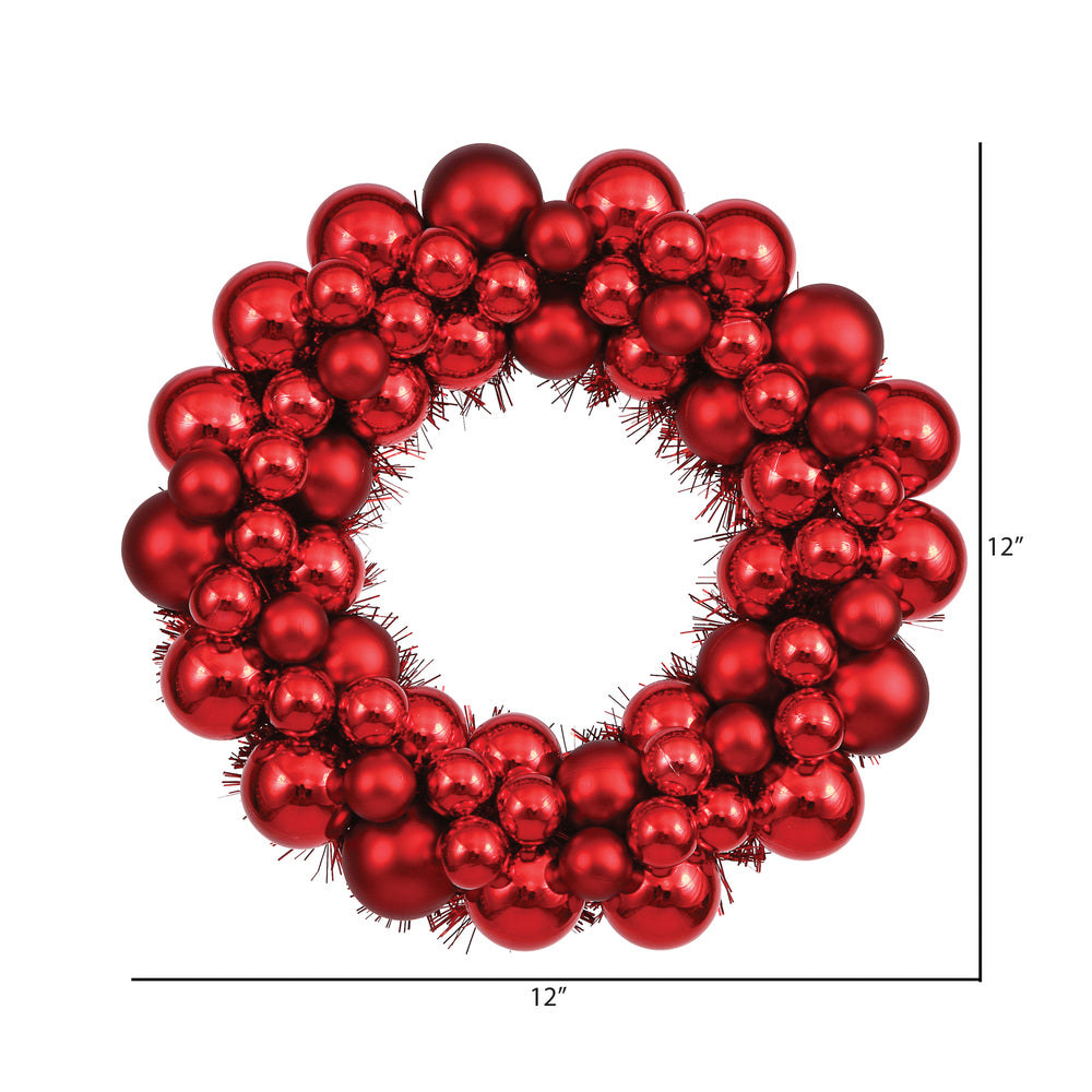 Vickerman 12" Red Shiny and Matte Ball Wreath