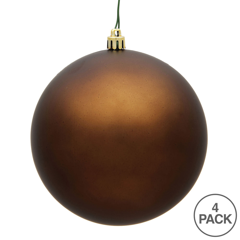 Vickerman 6" Mocha Matte Ball Ornament 4 per Bag