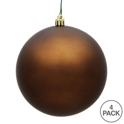 Vickerman 6" Mocha Matte Ball Ornament 4 per Bag