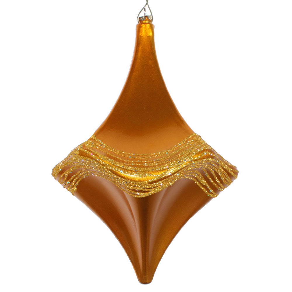 Vickerman 8" Antique Gold Candy Glitter Drop Christmas Ornament