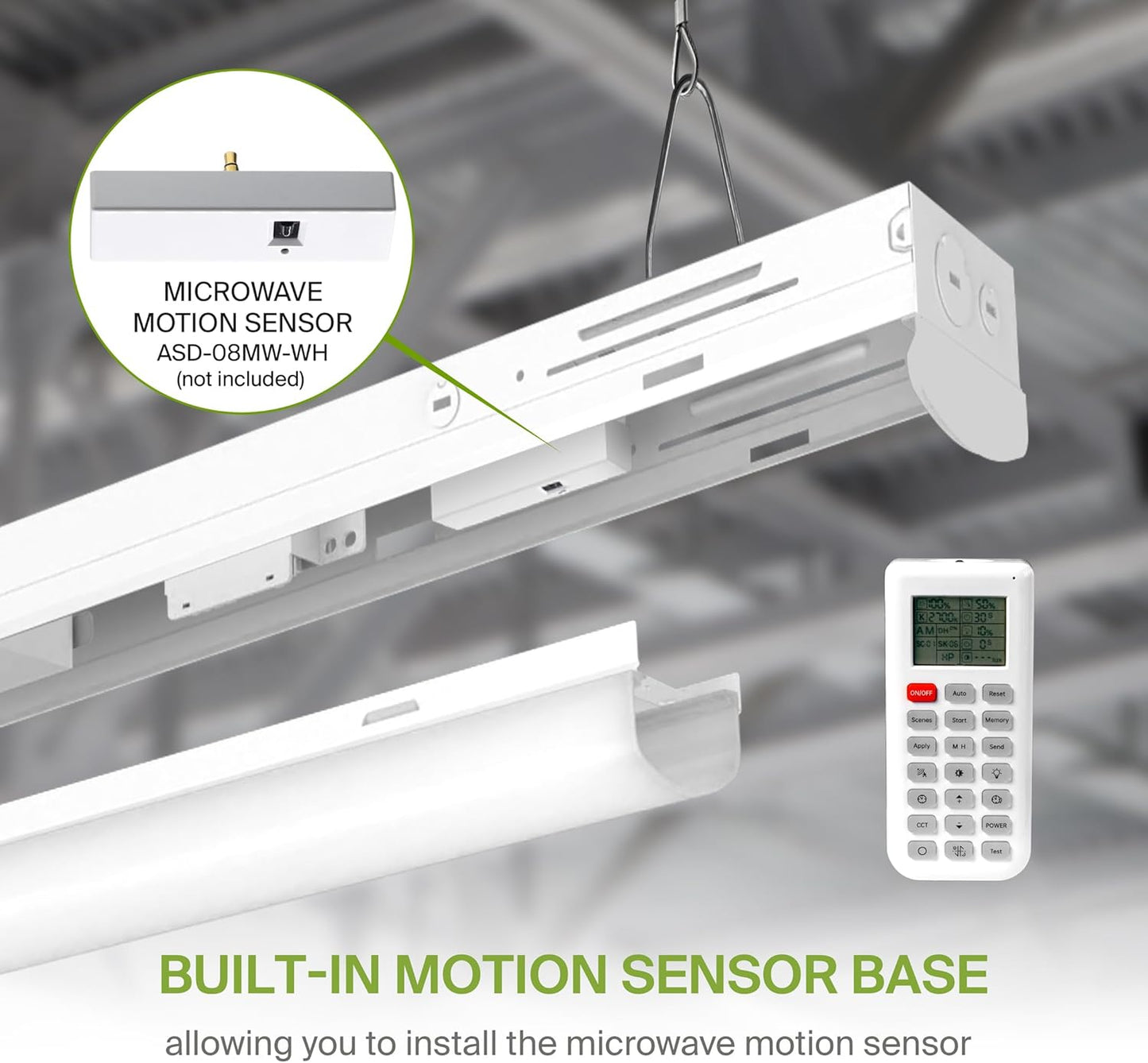 ASD Lighting LED Stairwell Fixture with Q-base 2feet Power Adjustable 15/20/25W 120-277V CCT Selectable 3500/4000/5000K with Battery back-up 4W Dimmable White UL DLC Premium