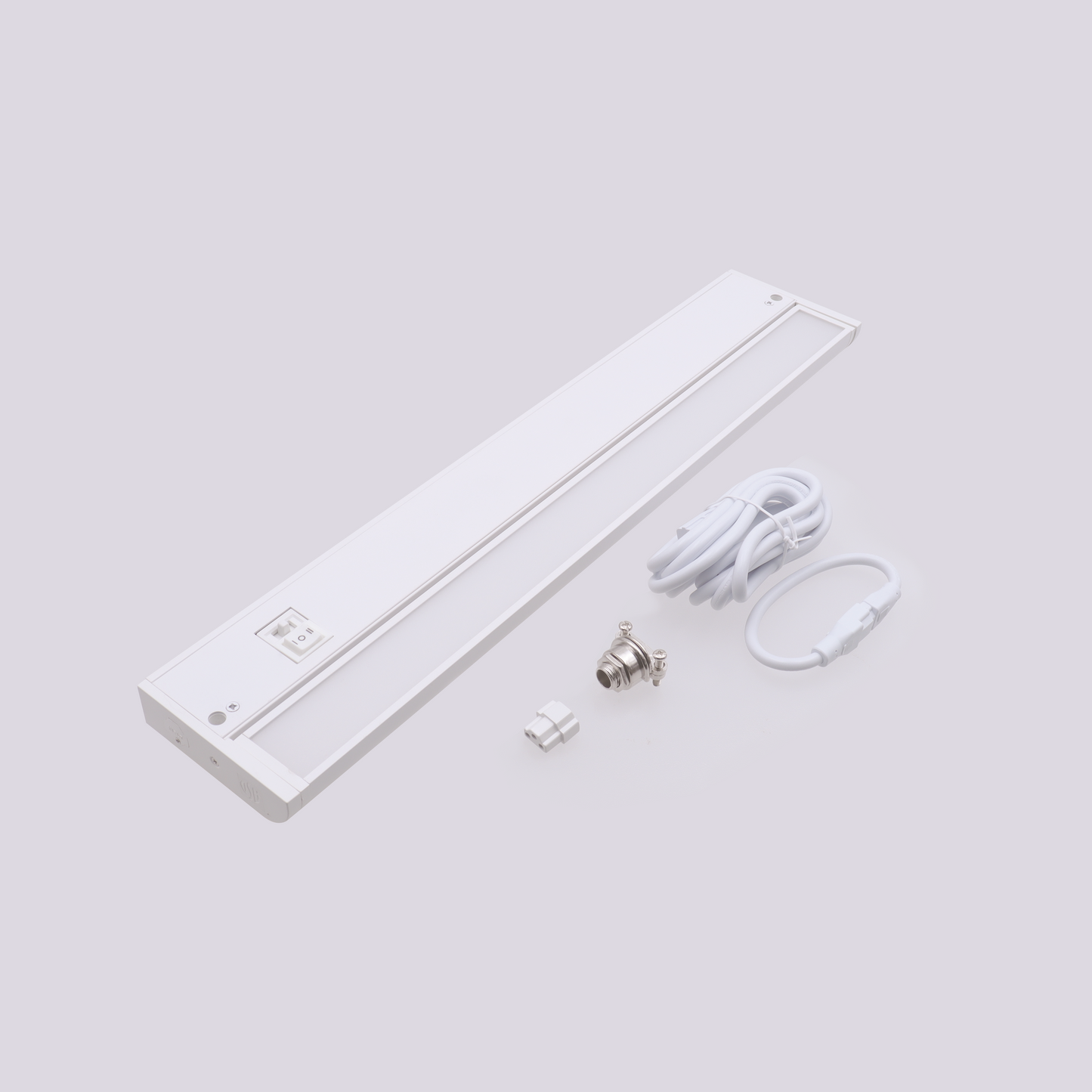 ASD Lighting LED Under Cabinet Swivel 48" 24W 120V Dimmable CCT Selectable 2700/3000/4000K Hardwired or Plug-in, Linkable, Hi/Low Switch, White UL