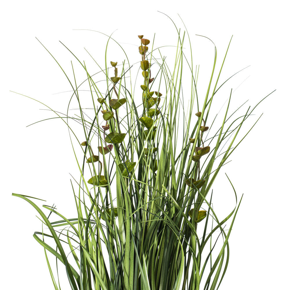 Vickerman 24" Artificial Potted Green Grass and Eucalyptus.
