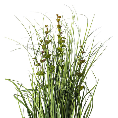 Vickerman 24" Artificial Potted Green Grass and Eucalyptus.