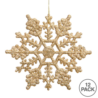 Vickerman 8" Gold Glitter Snowflake Christmas Ornament 12 per Box