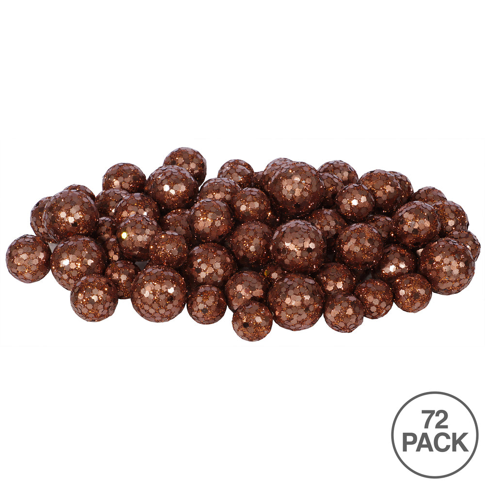Vickerman 20MM/25MM/30MM Dark Copper Glitter Polystyrene Ball Christmas Ornament 72 per Bag