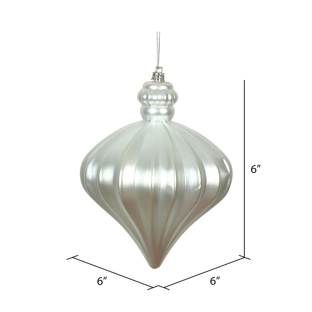 Vickerman 6" Silver Matte Onion Drop Christmas Ornament 4 per pack