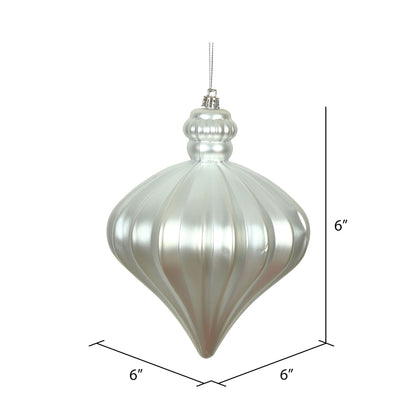 Vickerman 6" Silver Matte Onion Drop Christmas Ornament 4 per pack