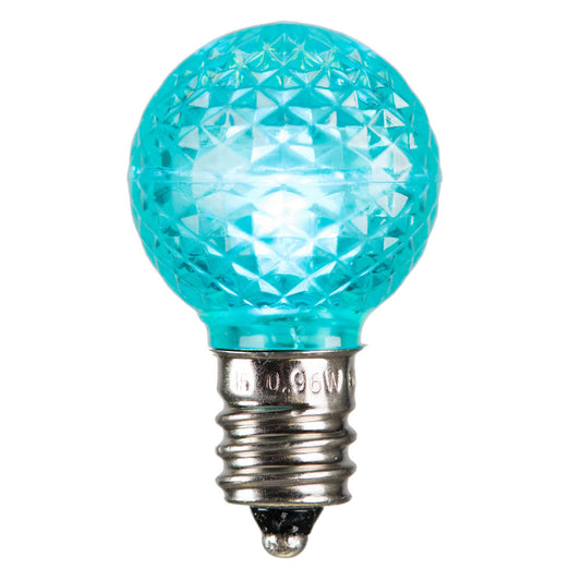 Vickerman G30 LED Teal Faceted Bulb E12 Nickel Base 120V .6 Watts Dimmable 25 Bulbs per Pack