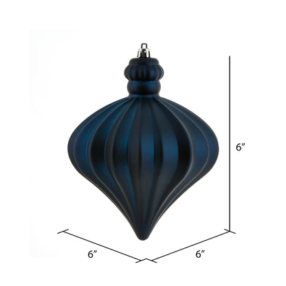 Vickerman 6" Midnight Blue Matte Onion Drop Christmas Ornament 4 per pack