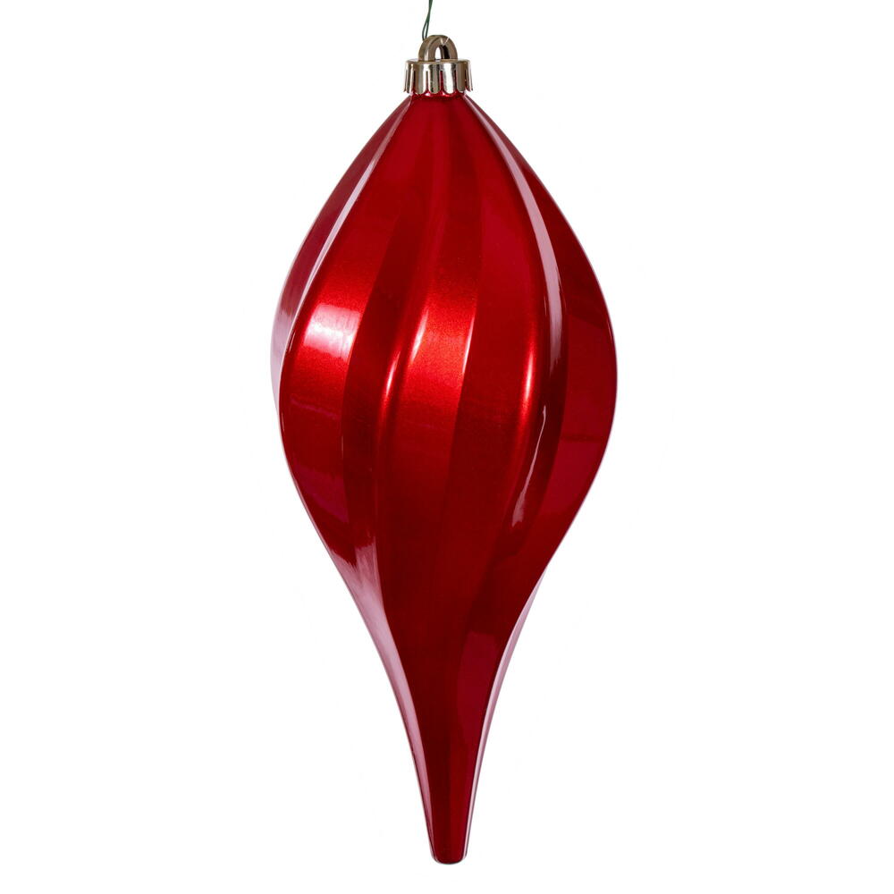 Vickerman 12" Red UV Candy Swirl Drop Christmas Ornament