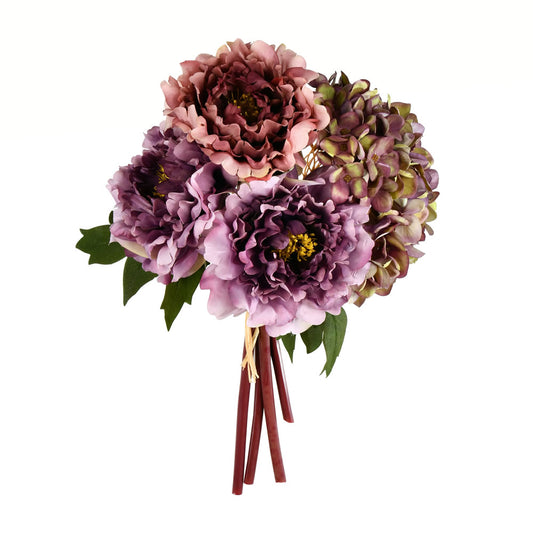 Vickerman 11" Artificial Purple Hydangea Peony Bouquet.