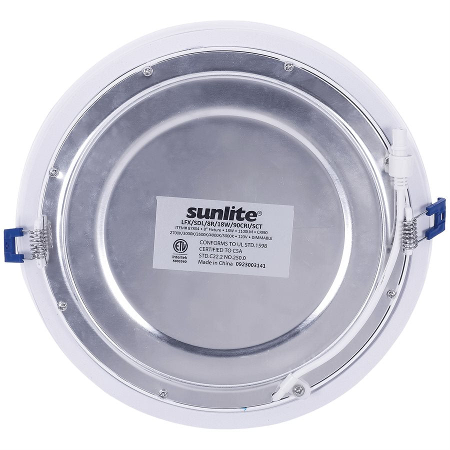 Sunlite 87804-SU LFX/SDL/8R/18W/90CRI/SCT 8" Round Slim Downlight 90CRI 120V 27K-50K Dimmable White