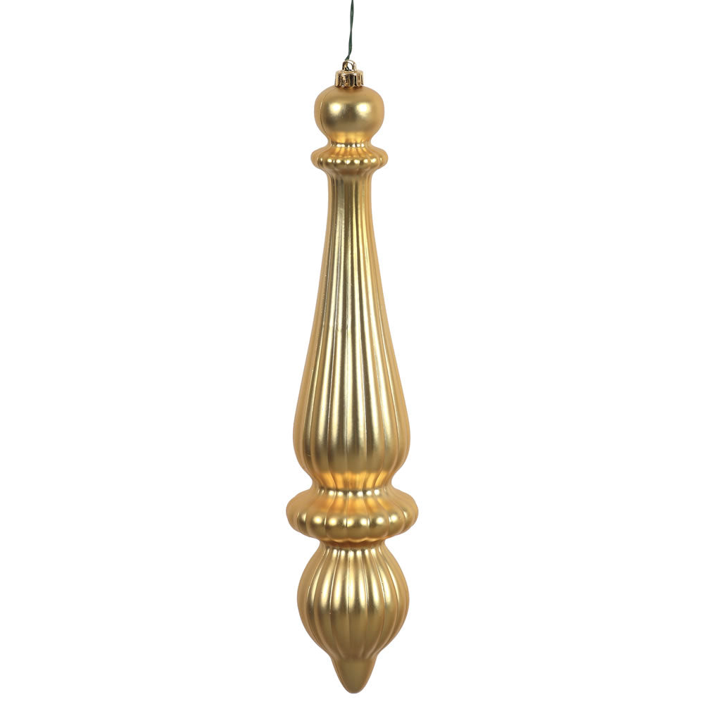 Vickerman 14" Gold Matte Finial Drop Ornament Pack of 2