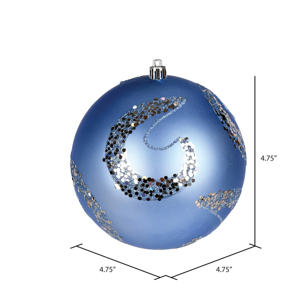 Vickerman 4.75" Periwinkle Matte Sequin Swirl Ornament 4 per Bag