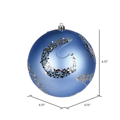 Vickerman 4.75" Periwinkle Matte Sequin Swirl Ornament 4 per Bag
