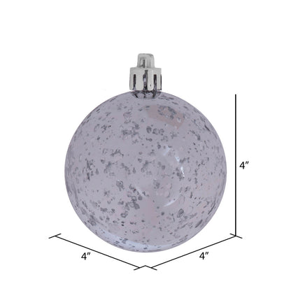 Vickerman 4" Silver Shiny Mercury Ball Ornament 6 per Bag