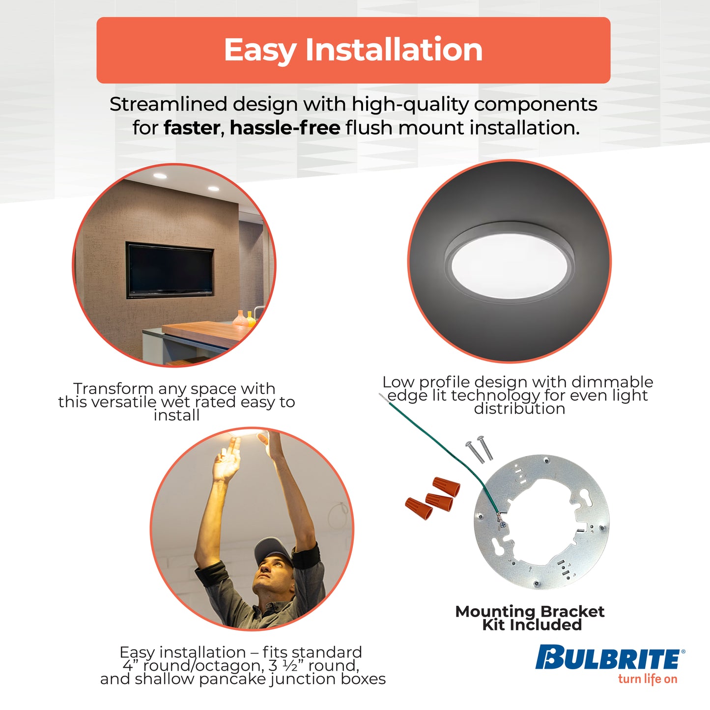 Bulbrite 773606 7 in. Round 10.3-Watt 3000K LED Flush Mount Light, 1150 Lumens, Nickel