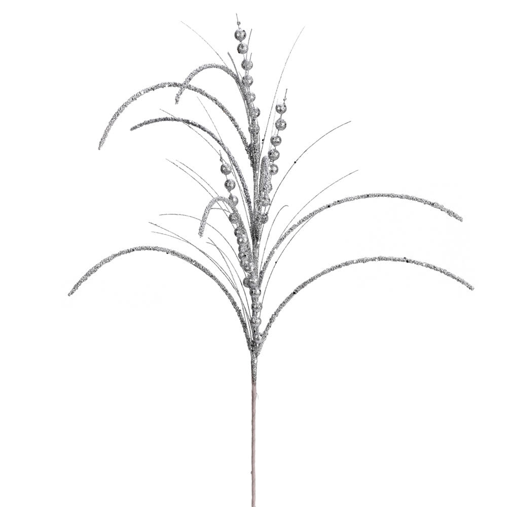 Vickerman 29" Silver Glitter Harvest Artificial Christmas Spray. Includes 6 sprays per pack.