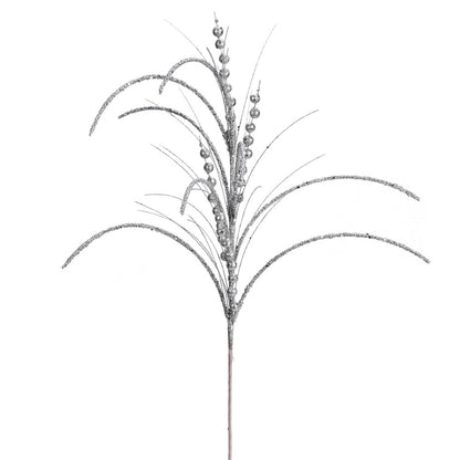 Vickerman 29" Silver Glitter Harvest Artificial Christmas Spray. Includes 6 sprays per pack.