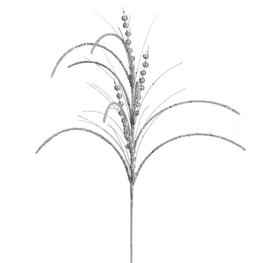 Vickerman 29" Silver Glitter Harvest Artificial Christmas Spray. Includes 6 sprays per pack.