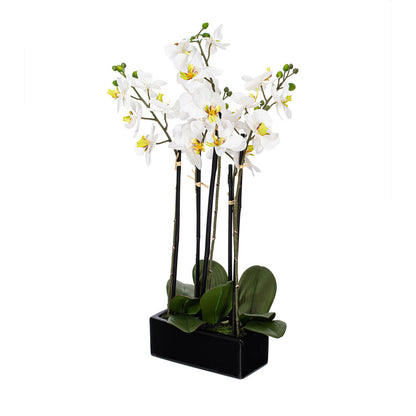 Vickerman 21" Artificial White Potted Orchid.