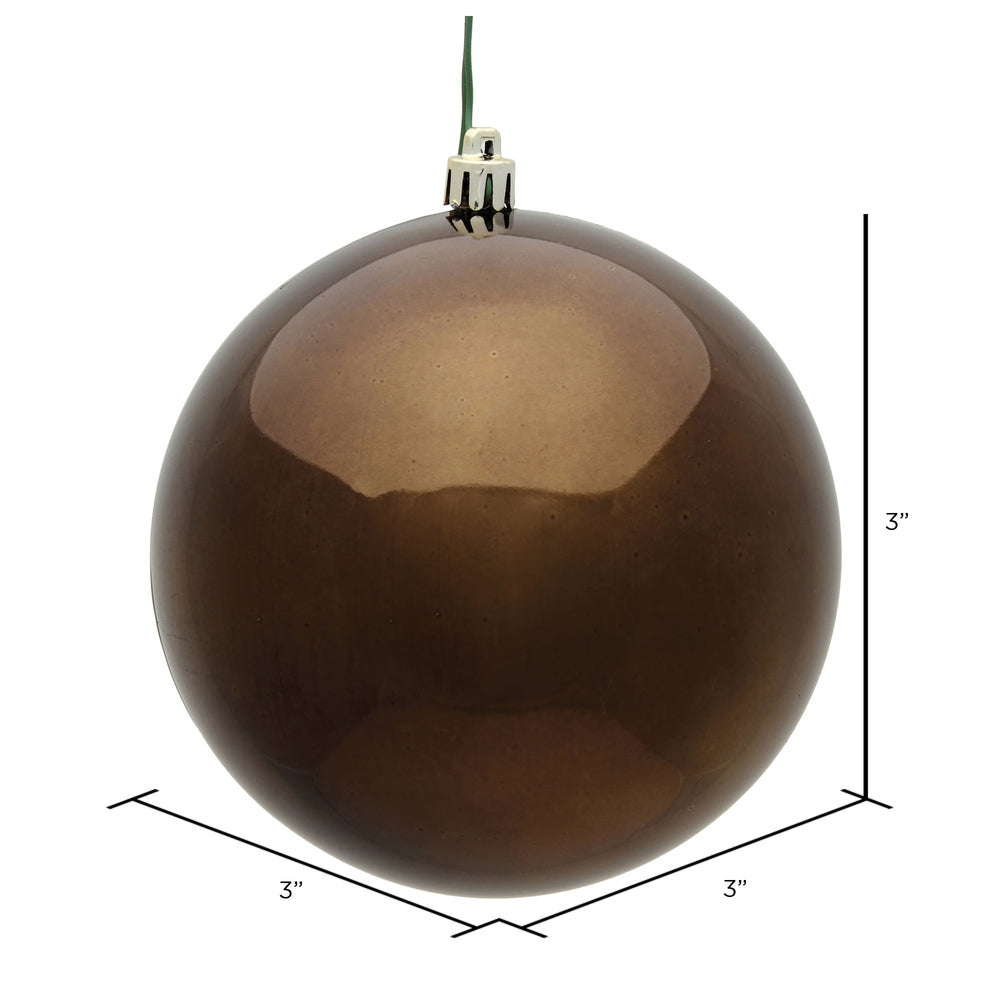 Vickerman 3" Chocolate Shiny Ball Ornament 32 per Box