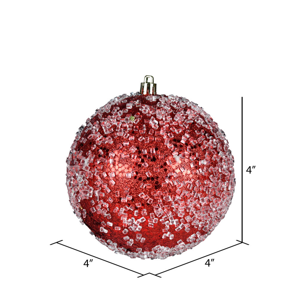 Vickerman 4" Red Glitter Hail Ball Ornament 6 per Bag