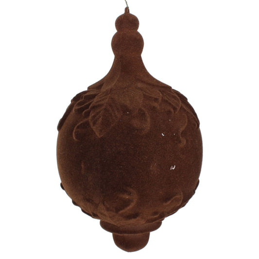 Vickerman 13" Chocolate Flocked Drop Finial Christmas Ornament