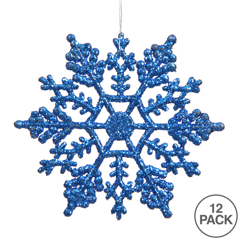 Vickerman 8" Blue Glitter Snowflake Christmas Ornament 12 per Box