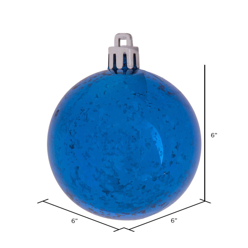 Vickerman 6" Blue Shiny Mercury Ball Ornament 4 per Bag