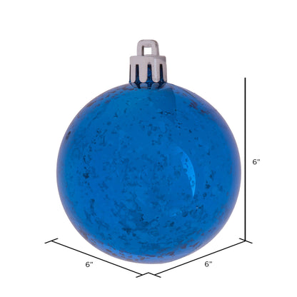 Vickerman 6" Blue Shiny Mercury Ball Ornament 4 per Bag