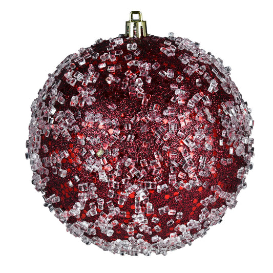 Vickerman 4.75" Wine Glitter Hail Ball. 4 per pack.