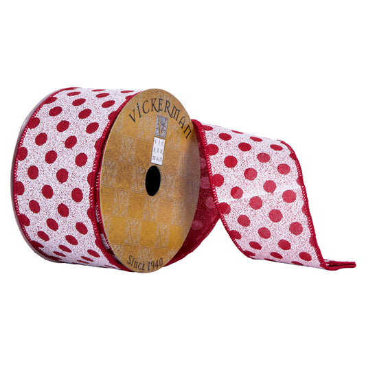 Vickerman 2.5" x 10 Yards Red Dots Pattern Christmas Ribbon