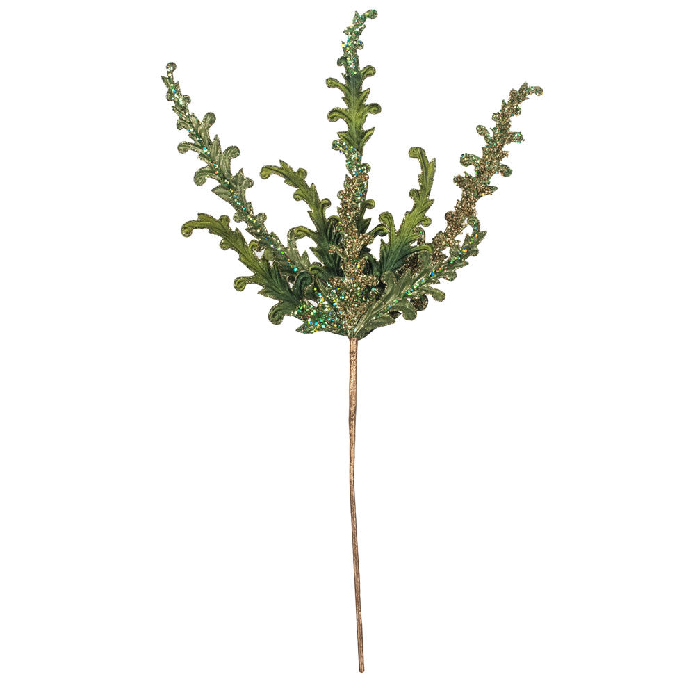 Vickerman 20" Green Petal Flower Artificial Christmas Spray. Includes 3 sprays per pack.