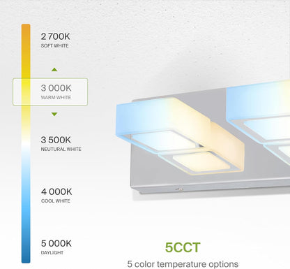 ASD Lighting LED Vanity 4-light 23W 120V with rotatable heads CCT Selectable 2700/3000/4000/5000/6000K Dimmable Chrome ETL