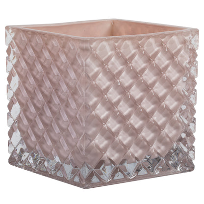 Vickerman 4" Almondine Square Glass Container Set of 2