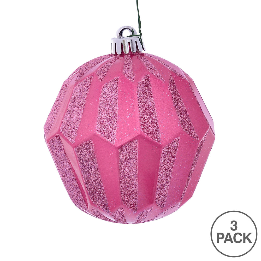 Vickerman 5" Mauve Glitter Faceted Ball Ornament 3 per Bag