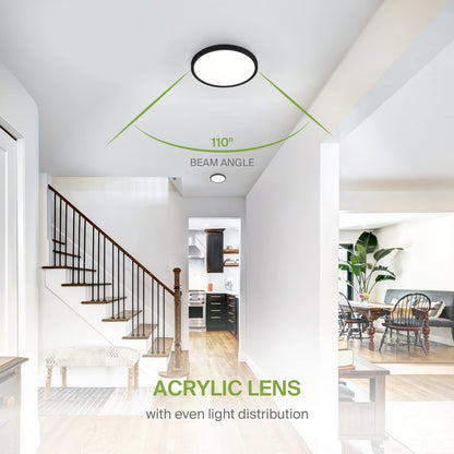ASD Lighting LED Round Surface Mini Panel 9" 18W CCT Selectable 3000/4000/5000K Dimmable Black ETL Energy Star