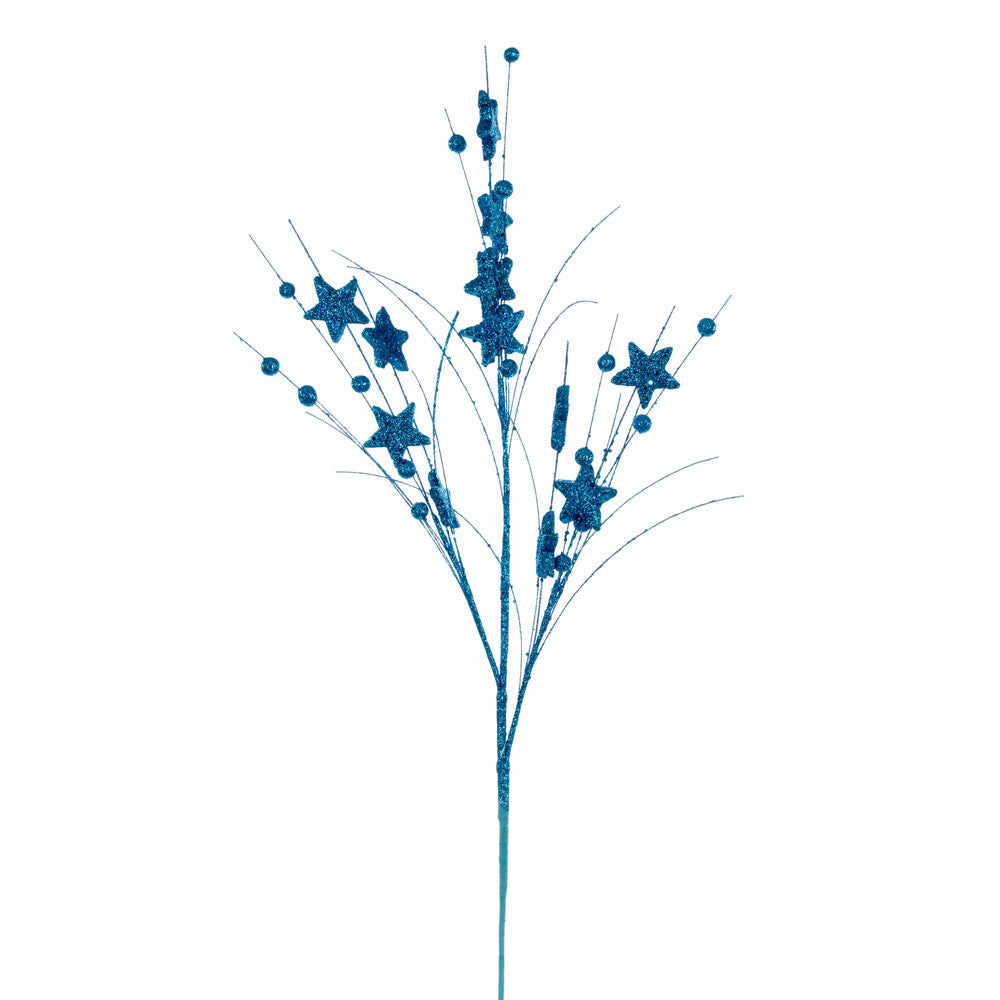 Vickerman 33" Turquoise Star and Ball Glitter Spra 6 per bag.