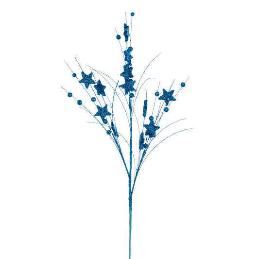 Vickerman 33" Turquoise Star and Ball Glitter Spra 6 per bag.